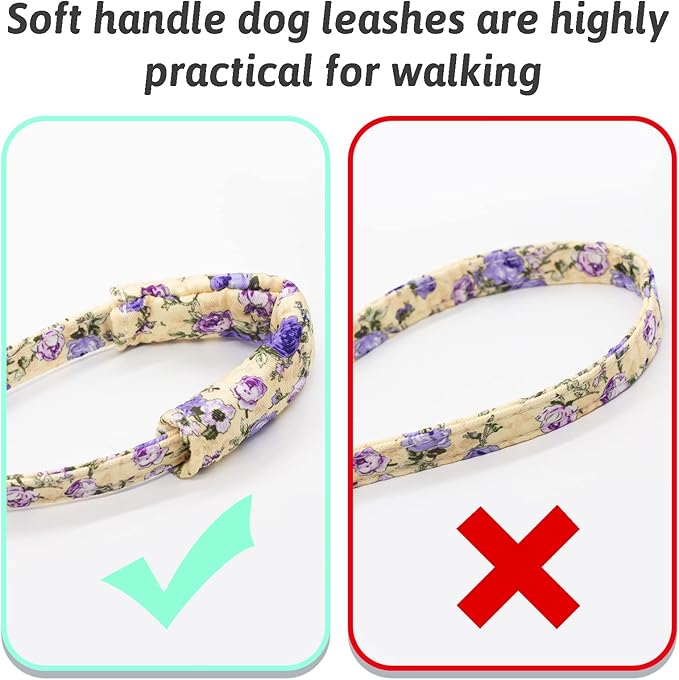 Dog Collar and Leash Set Girls Adjustable Puppy Collars with Floral Bow Tie for Small Medium Large Female Dogs, Purple Rose, L