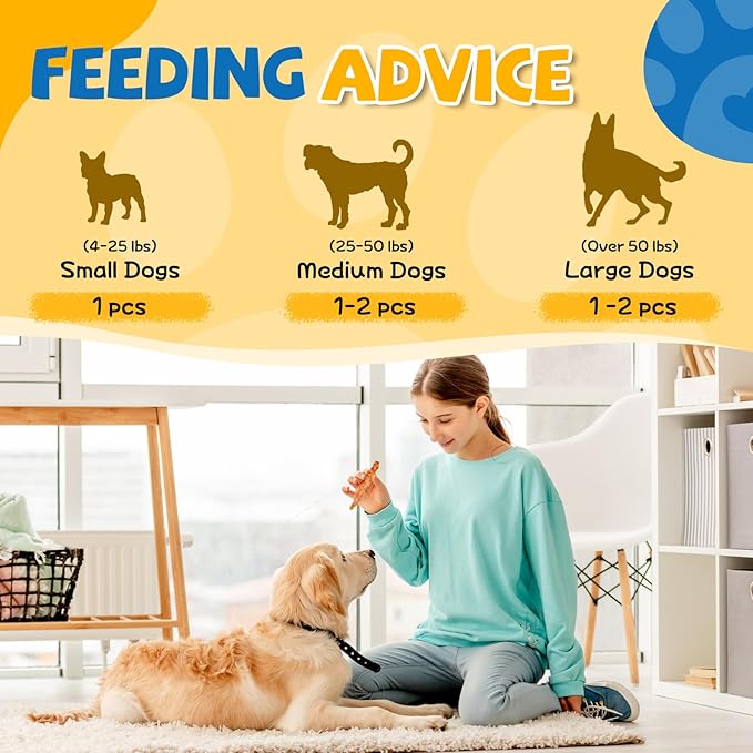 Dog Dental Treats, Chicken Wrapped Peanut Butter Sticks, Healthy Training Snacks for Dogs, Easy to Digest, w/Glucosamine Chondroitin