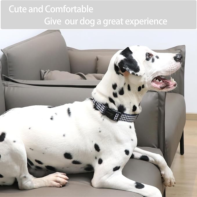 ARING PET Dog Collar-Cute Dog Collar for Small Dogs, Adjustable Comfortable Cotton Plaid Pet Collars for Small Medium Large Male Female Dogs, Medium
