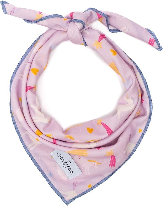 Lucy & Co. Unicorn Magic Bandana - Designer Puppy Accessory. 100% Polyester. Soft, Stylish and Appropriate for Any Occasion. Machine Washable (Small, Purple & Pink Unicorns)