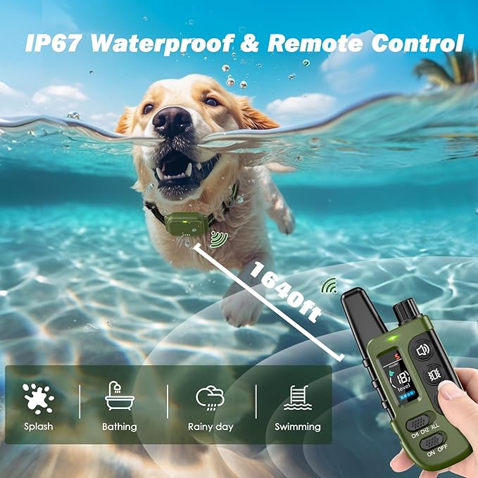 Dog Training Collar, Waterproof Remote Dog Collar with 3 Modes: Beep, Vibration, Safe Static,1600Ft Range, Rechargeable, Adjustable E-Collar for Small Medium Large Dogs
