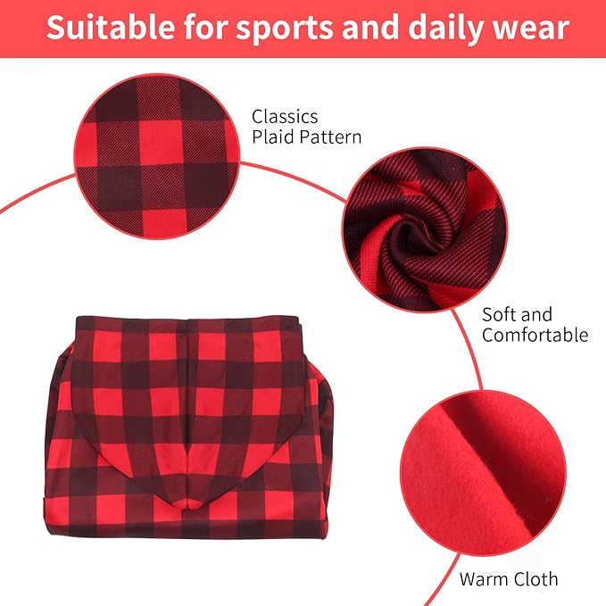 Plaid Dog Sweaters Hoodies Sweatshirts for Dogs Cats, Warm and Soft Cold Weater Coats for Christmas (Red, X-Small)