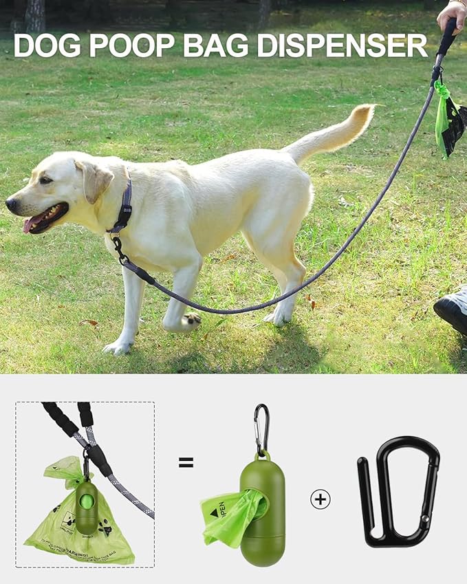 Joytale Reflective Dog Leash, Heavy Duty Nylon Rope with Poop Bag Holder, Highly Reflective Threads Leashes for Medium Large Dogs, Black, 6'×1/2''