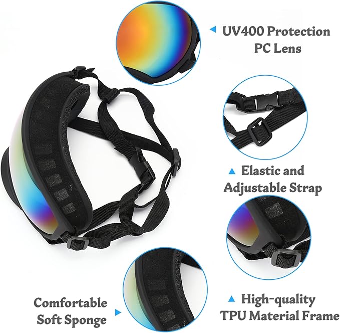 Large Dog Sunglasses with UV Protection and Adjustable Strap for Medium Dogs