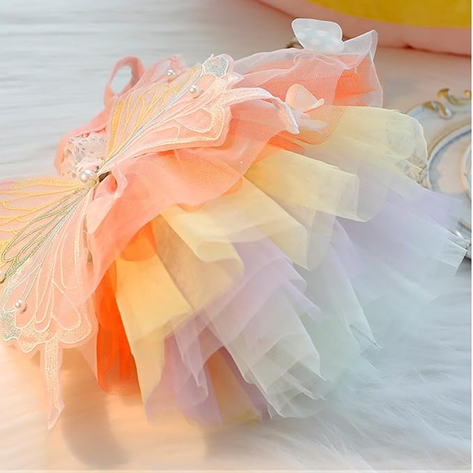 Breathable Mesh Colorful Pet Costume with Butterfly Wings for Cats, Dogs, Rabbits-1PC (Orange, X-Large)