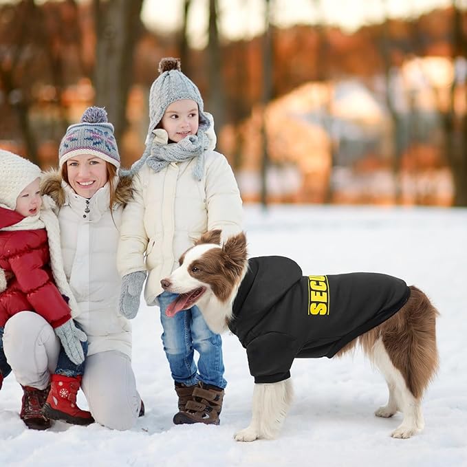 SCENEREAL Security Dog Hoodie Sweater - Brushed Fleece Dog Clothes with Hat, Warm Winter Coat for All Weather, S-XL