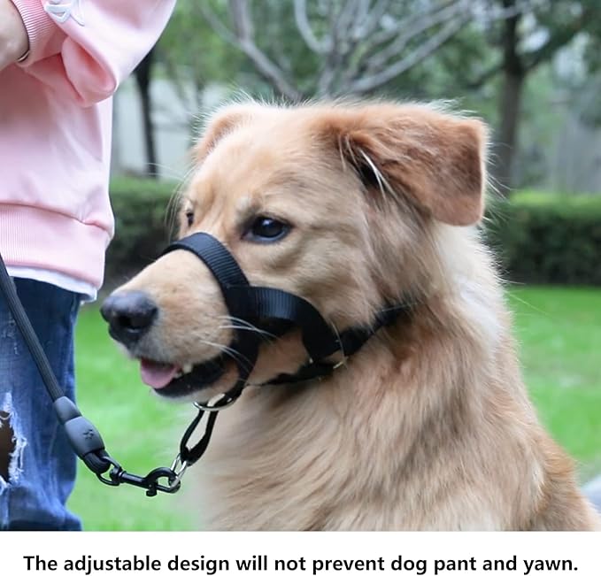 Dog Head Collar with Soft Fabric, Dog Head Harness to Stop Pulling with Adjustable Loop(M,Red)