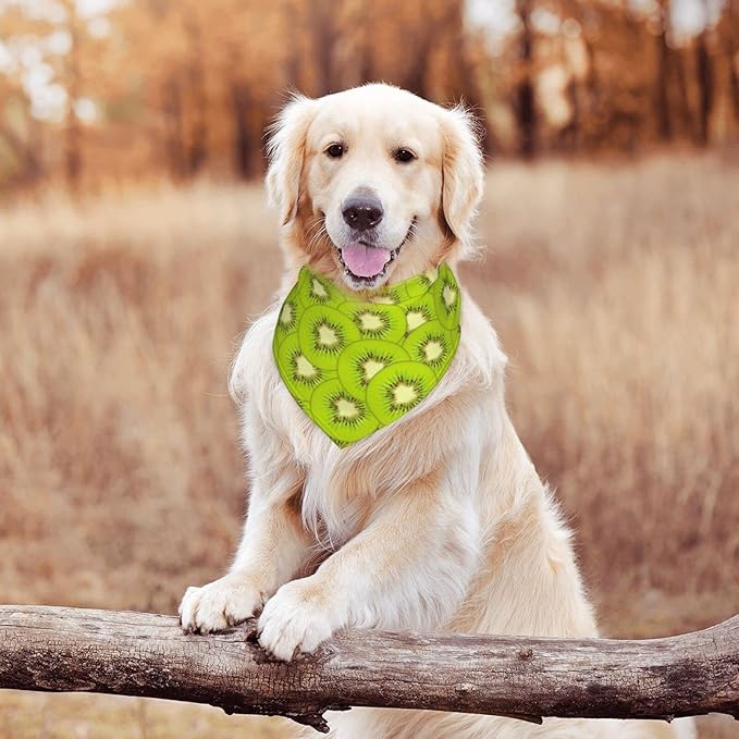 Kiwi Fruit Texture Dog Bandana Scarf Triangle Bibs Pet Accessories Cat Kerchief