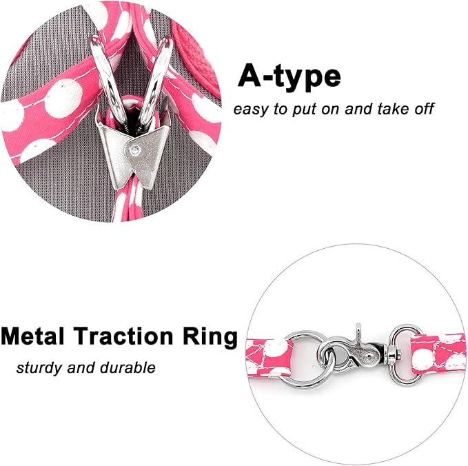 SMALLLEE_LUCKY_STORE New Soft Mesh Nylon Vest Polka Dot Pet Cat Small Medium Dog Harness Dog Leash Set Leads Pink S