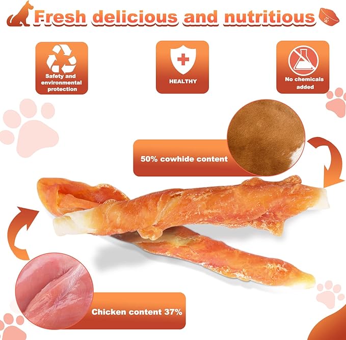 Puppy Training Snacks Dog Chews Treats Chicken Wrapped White Rawhide Sticks 1lb