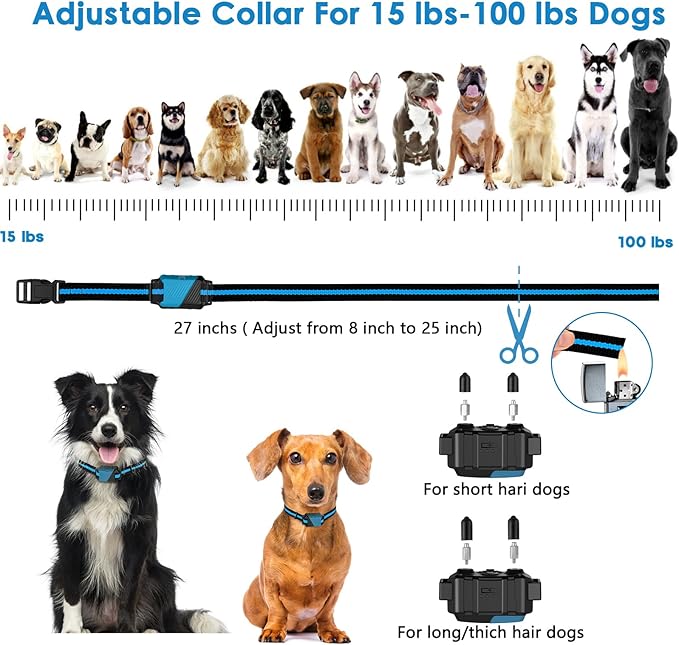 Shock Collar for Dogs, IP67 Waterproof Dog Training Collar with Remote, 3 Training Modes with Beep, Vibration, and Safe Static, Rechargeable E Collar for Large Medium