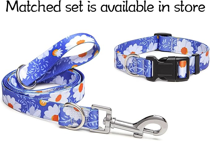Adjustable Dog Collar with Patterns, Ultra Comfy Soft Nylon Breathable Pet Collar for Small Medium Large Dogs (M, Daisy)