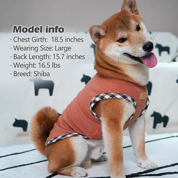 KYEESE 2Pack Dog Shirt Soft T-Shirt Sleeveless Shirt Vest Lightweight Fleece Coats Sweatshirt Stretchy Clothes Sweater for Medium Dogs, Brown+Khaki, XXL