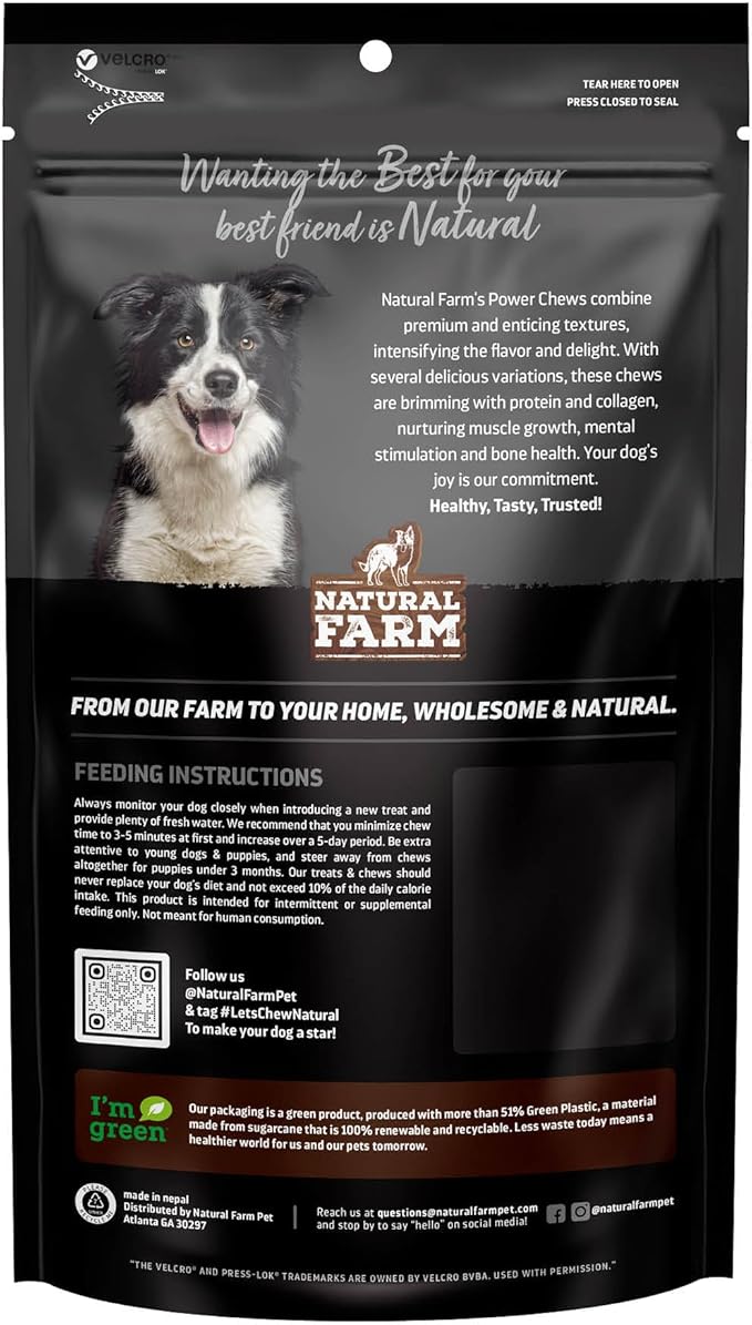 Natural Farm Braided Power Bully Sticks Dog Chews (12”, 10-Pack), 2-in-1 Power Chews: Premium Beef Cheek Wrapped in Beef Pizzle, Braided Together for a Very Long Lasting Chew, Great for Large Dogs
