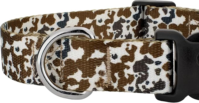 Country Brook Petz - Deluxe Cow Print Dog Collar - Made in The U.S.A. - Country and Western Collection Featuring Rustic Designs (1 Inch, Medium)