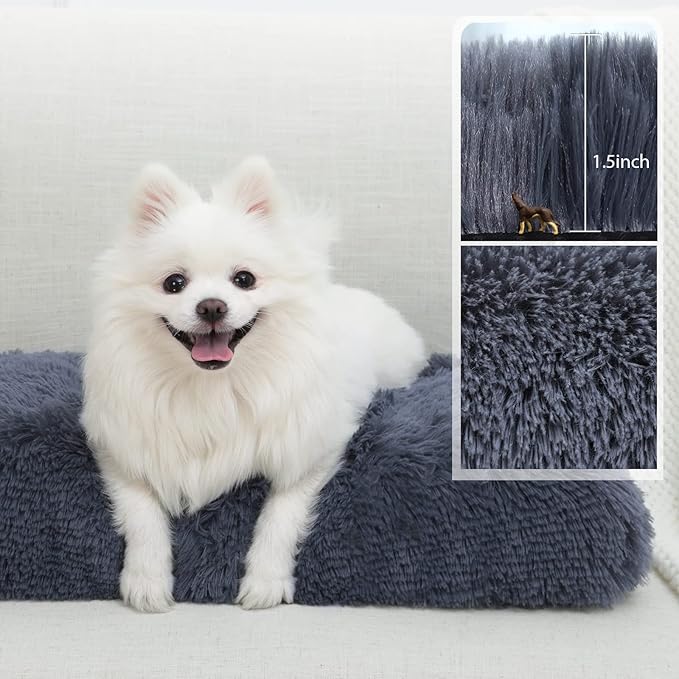 Washable Dog Bed Medium Size With Removable Cover, Super Soft Waterproof Crate Bed, Non-Slip Bottom, Fluffy Pet Bed 2921 Inch, Dark Grey