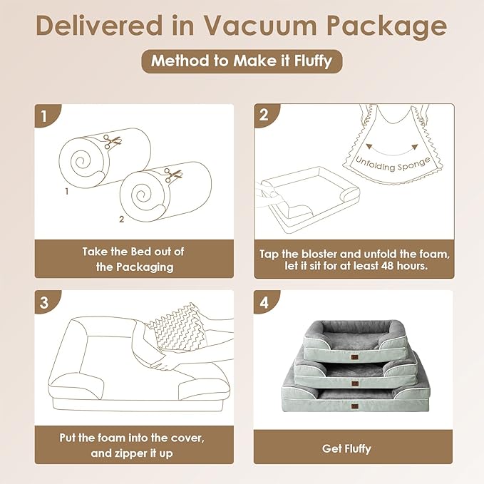 EHEYCIGA Orthopedic Dog Bed for Small Dogs, Waterproof Memory Foam Small Dog Beds with Sides, Non-Slip Bottom and Egg-Crate Foam Medium Pet Couch Bed with Washable Removable Cover, Greyish Green