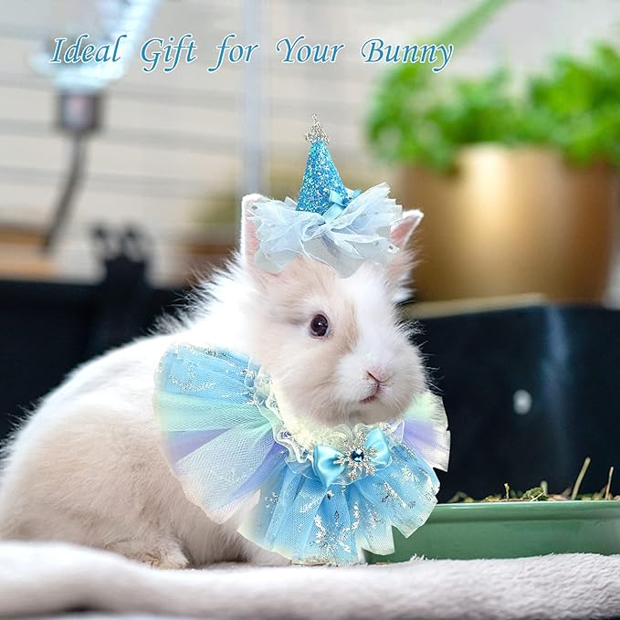 Small Animal Birthday Princess Costume for Rabbit Guinea Pig- Guinea Pig Crown Hat Tutu Skirt Bunny Princess Hat Bunny Bandana Halloween Small Pet Outfit for Guinea Pig Bunny Hedgehog S