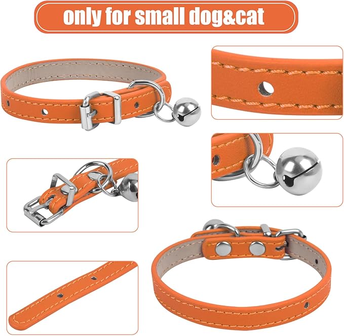 XXS Teacup Dog Collar, Orange, 3/8 inch Width