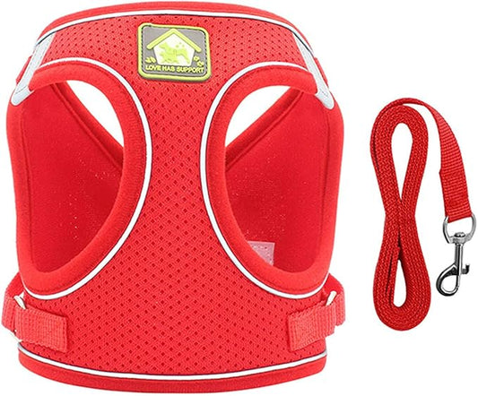 leconpet Step in Dog Harness, Vest Harness and Leash Set for Small Medium Dogs, Puppy Harness, Mesh Reflective Dog Harness Vest (Red, XL)