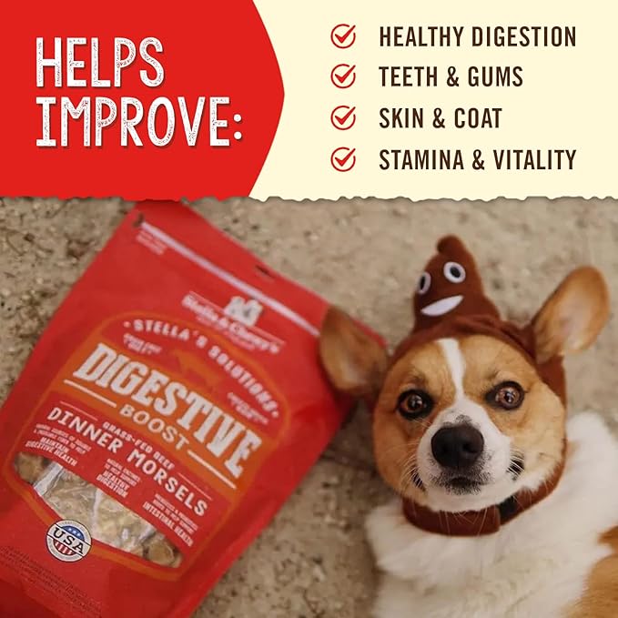 Stella & Chewy's Freeze-Dried Raw Dog Food for Digestive Health - Grass-Fed Beef Dinner Morsels - Natural Solution for Sensitive Stomach, Gas & Firm Stools - Premium Raw Nutrition - 13oz
