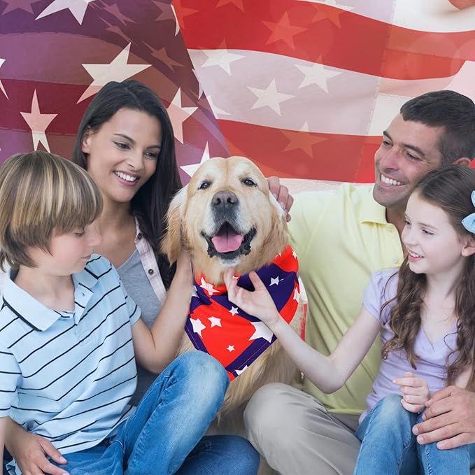 Sumind 50 Pieces Patriotic Dog Bandanas Bulk America Flag Bandanas for Dogs Triangle Pet Scarf for 4th of July Independence Day Memorial Day Pet Costume Accessories(25.6 x17.7 x 17.7 Inch)