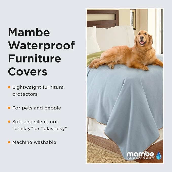 Mambe 100% Waterproof Furniture Cover Twin Loveseat, 70" x 90", Chocolate Cappuccino - Pets and People - for All Types of Furniture and Bedding from Spills, Accidents, and Normal Wear and Tear