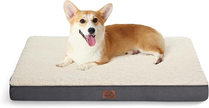 Bedsure Dog Bed Medium Size Dog - Orthopedic Waterproof Puppy Beds with Removable Washable Cover, Egg Crate Foam Pet Mat, Suitable for Pet Up to 35 lbs