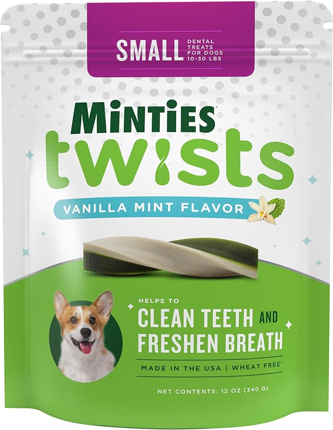 Minties Twists VetIQ Dog Dental Bone Treats, Dental Chews for Tiny/Small Dogs (Under 40 lbs), 16 Count