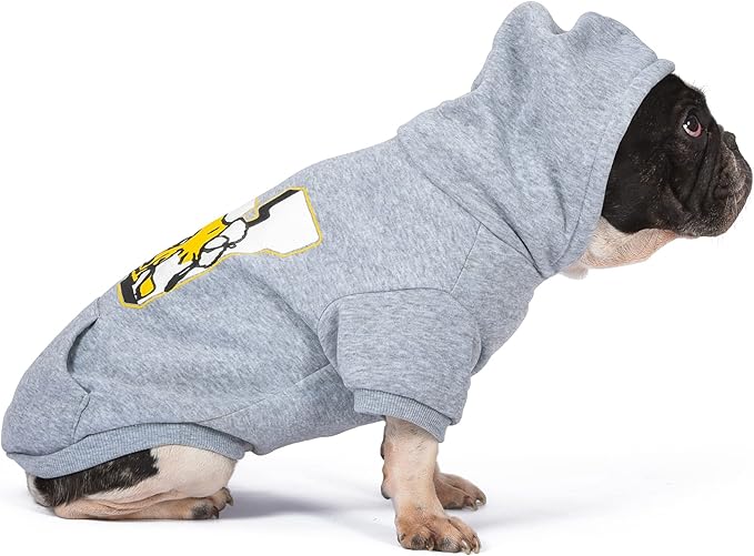 Woodstock Collegiate Dog Hoodie Sweater, Large, Soft and Comfortable Apparel Clothing Shirt for Large Dogs, Grey
