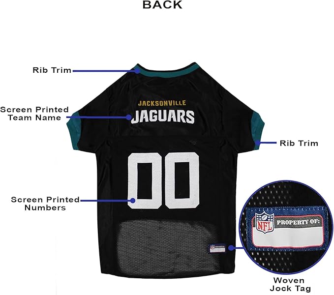 Pets First NFL Jacksonville Jaguars Dog Jersey, Size XX-Large. Licensed Dog Football Jersey Costume