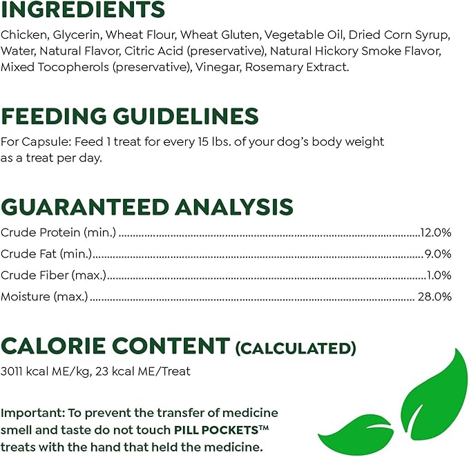 Greenies Pill Pockets for Dogs Large Size, Soft Dog Treats, Chicken Flavor, 15.8 oz. Pouch (60 Treats)