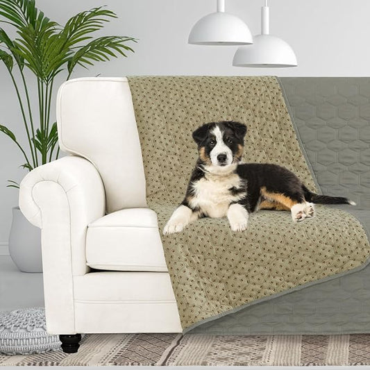 PureFit 100% Waterproof and Anti-Slip Dog Bed Cover, Washable Pet Blanket, Stain Resistant Sofa Couch Furniture Protector Cover for Kids, Dog, Cat (82x102 Inch, Grey)