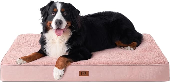 EHEYCIGA Orthopedic XXL Dog Beds for Jumbo Dogs with Removable Washable Cover for Crate, Pink, 47x29