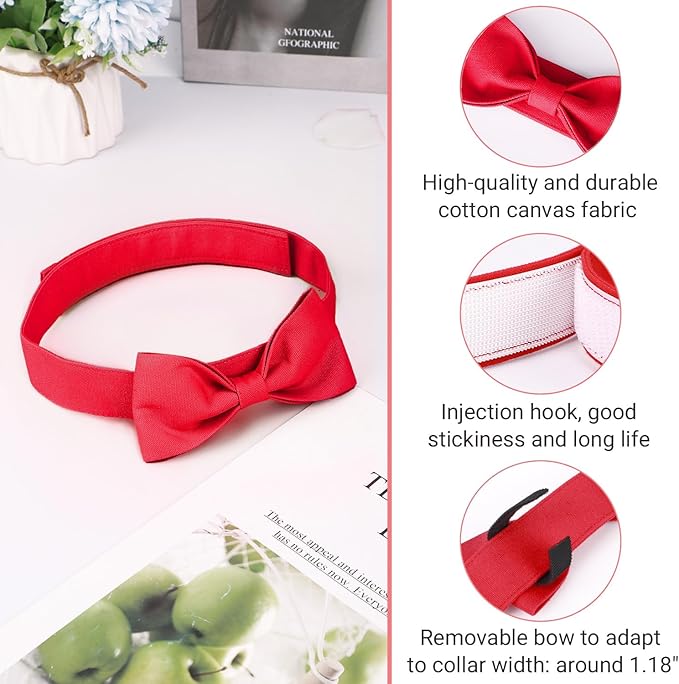 Segarty Dog Bowties for Extra Large Dogs, Adjustable Red Bowtie Collar, Durable Dog Neck Tie Tuxedo Comfortable Cotton Pets Bow Grooming Accessories for Formal Wedding Holiday Birthday Valentines Gift