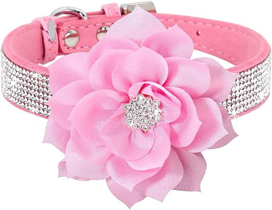 Cute Dog Collar with Bling Rhinestone, Fancy Crystal Diamond Glitter Pretty Jewel Soft Cat Collars for Small Medium Large Breed Dogs Girl Female Pet Puppy Kitten Terrier (XS, Pink2)