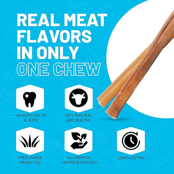 Sitka Farms Bully Sticks 6 inch - 50 Count - Premium High Protein Long Lasting Dental Dog Chew Treats - All Natural Beef Sticks for Dogs of All Breeds