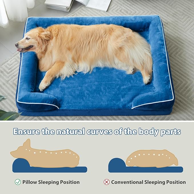WNPETHOME Waterproof Dog Beds for Large Dogs, Orthopedic XL Dog Bed, Big Washable Dogs Couch Bed