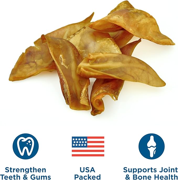 Best Bully Sticks Half Pig Ears for Dogs - 25 Count (Pack of 1) - All-Natural, USA Baked and Packed, Single Ingredient, 100% Pork, Easily Digestible - Puppies, Small, Medium, Large Breed