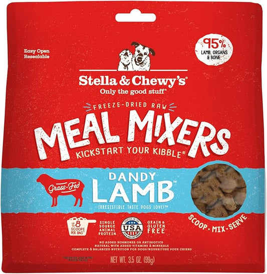 Stella & Chewy's Freeze-Dried Raw Lamb Meal Mixers- Dog Food Topper and Mixer - Made with 95% Grass-Fed Lamb, Organs & Bone - Perfect for Picky Eaters - Grain-Free - 3.5 oz