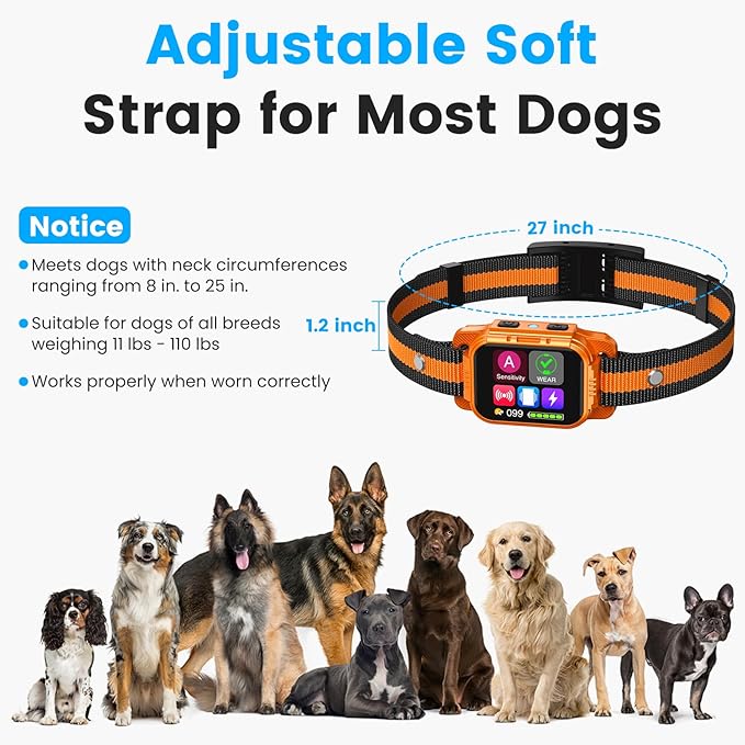 Dog Bark Collar - for Large Medium Small Dogs, Rechargeable Smart Bark Collar, Anti Barking Device for Large Dogs, Dog Training Collars with Beep Vibration and Shock & Adjustable A/B Sensitivity