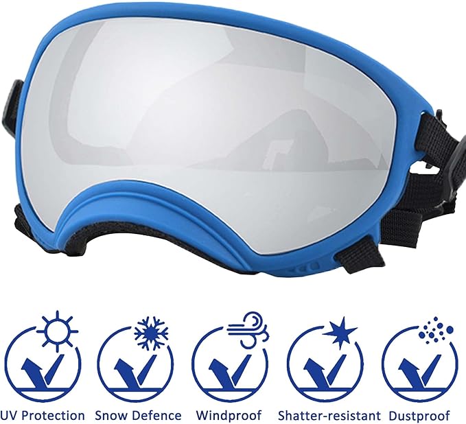 Winproof Large Dog Sunglasses with Adjustable Strap, UV Protection, Soft Goggles for Medium-Large Dogs
