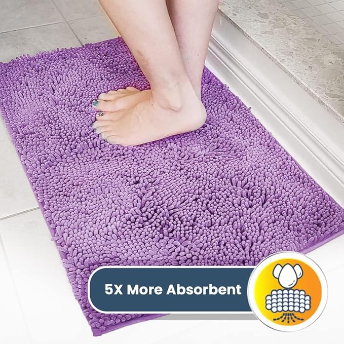 Muddy Mat® Original Dog Door Mat for Muddy Paws, Super Absorbent Microfiber, Non-Slip Washable Pet Rug, Quick Dry Chenille Entryway Carpet, Machine Washable Indoor Outdoor mat, Purple 24"x35"