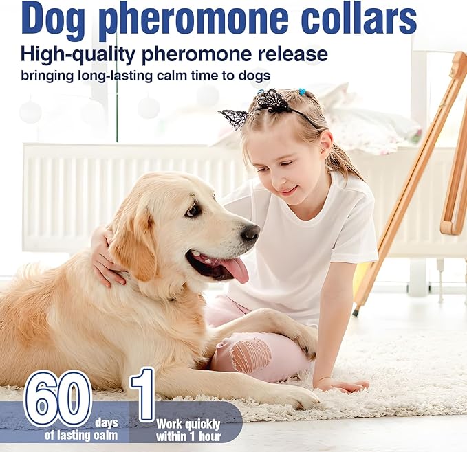 Calming Collar for Dogs 4 Packs Dog Calming Pheromone Pheromones Collars Calm Lasts 60 Days Anxiety Relief Stress Separation Behavior Relieve for Dogs 25 In Adjustable Fit All Small Medium Large Dog