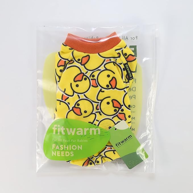 Fitwarm Funny Duck Dog Pajamas, Dog Winter Clothes for Small Dogs Girl, Lightweight Velvet Pet Jumpsuit, Cat Onesie, Yellow, XXL