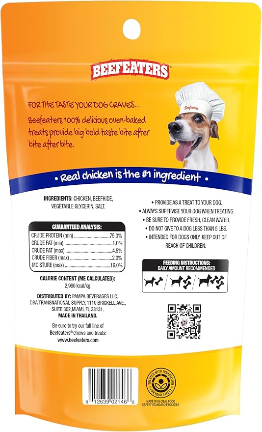 Beefeaters Dog Treats - Beefhide 5in Twist with Chicken 1.41oz, Case of 12 | High Protein, Low Fat, Enriched with Vitamins & Minerals | Promotes Clean Teeth | Dog Training Treats for All Dog Sizes