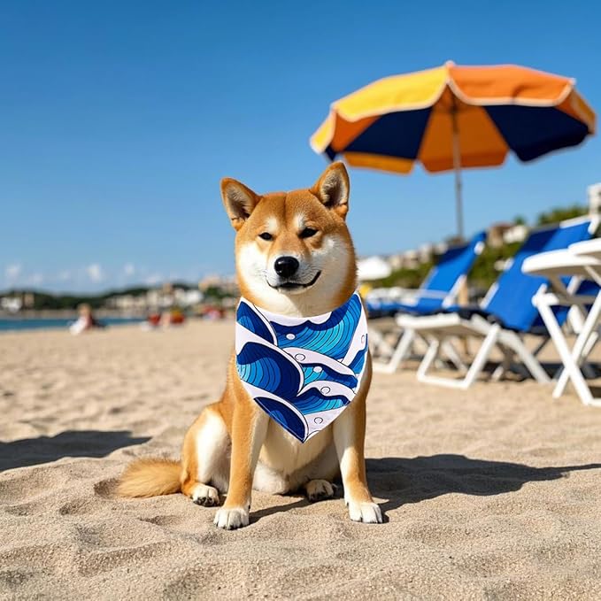 100PCS Dog Bandanas Bulk Sea Animals Summer Beach for Small Medium Dog Shark Turtle Sea Star Dolphins Kerchief Triangle Bibs Scarves for Boys and Girls Grooming Accessories
