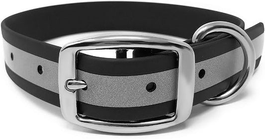 Regal Dog Products Small Black Heavy Duty Reflective Dog Collar with Durable Metal Buckle and D Ring Adjustable, Chew Proof & Waterproof Strong Small Dog Collar | Other Sizes for Medium & Large Dogs