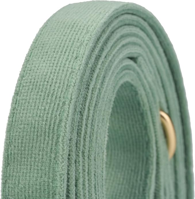 Soft Corduroy Dog Collar and Leash Set, Adjustable Cotton Dog Collars with Metal Buckle and Lead for Small Dogs,Grass Green