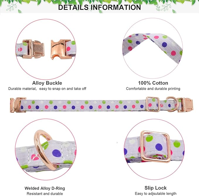 Metal Buckle Dog Collar, Durable Adjustable Dog Collar Soft for Small Medium Large Dogs (Purple Point, S(10-14in)